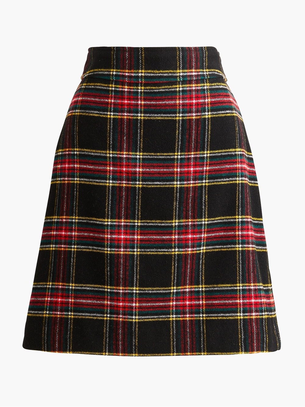 NWT J.Crew Plaid Wool Blend A-Line Mini Skirt Black Red Tartan Plaid 6